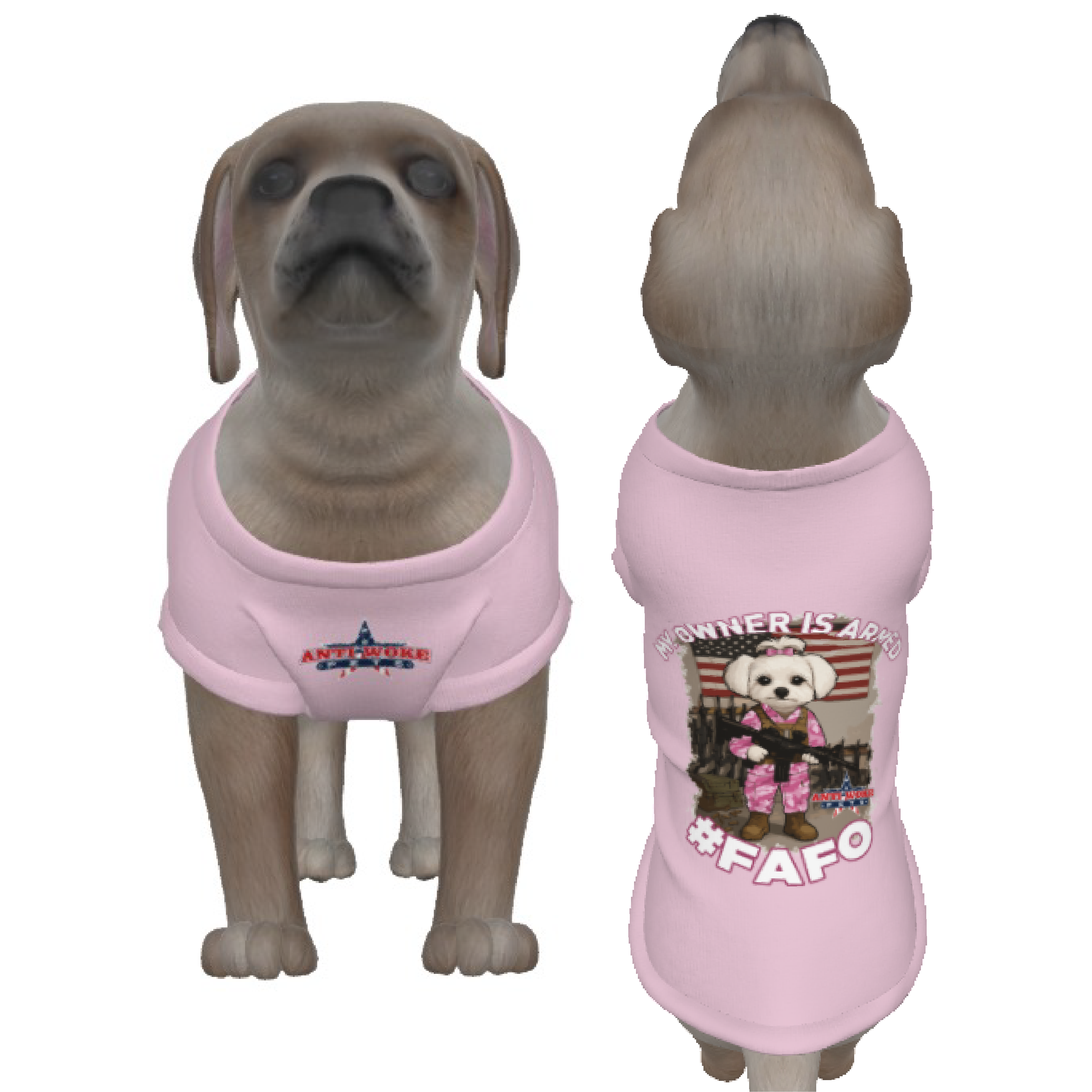 Maltese- White Dog- My Owner is Armed- Light Pink- Small Dog's Tank Top